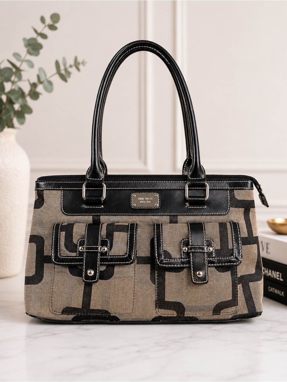 NINE WEST Signature Canvas Satchel